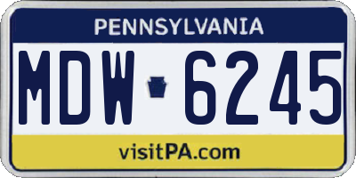 PA license plate MDW6245
