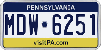 PA license plate MDW6251