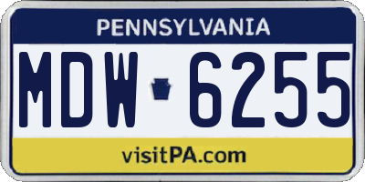 PA license plate MDW6255
