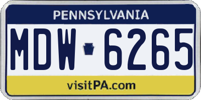 PA license plate MDW6265