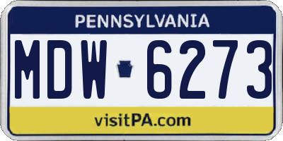 PA license plate MDW6273