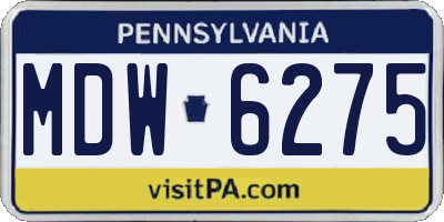 PA license plate MDW6275