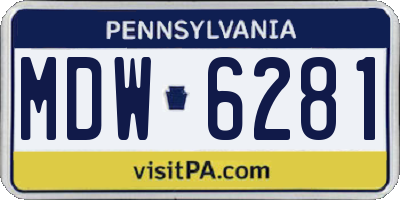 PA license plate MDW6281