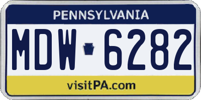PA license plate MDW6282