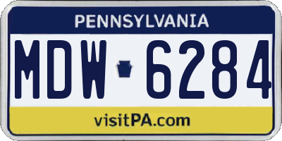 PA license plate MDW6284
