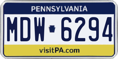 PA license plate MDW6294