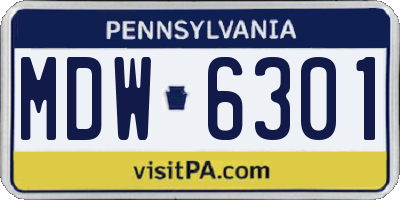 PA license plate MDW6301