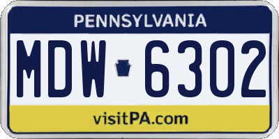 PA license plate MDW6302