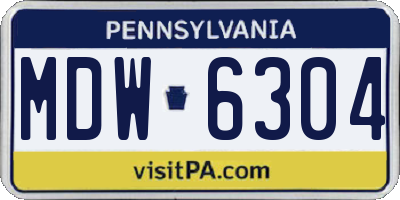 PA license plate MDW6304