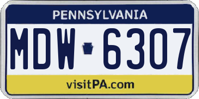 PA license plate MDW6307