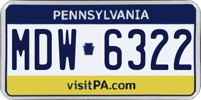 PA license plate MDW6322