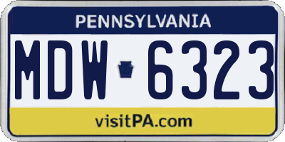 PA license plate MDW6323