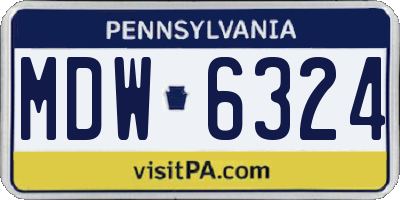 PA license plate MDW6324