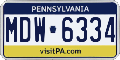 PA license plate MDW6334