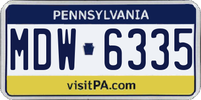 PA license plate MDW6335