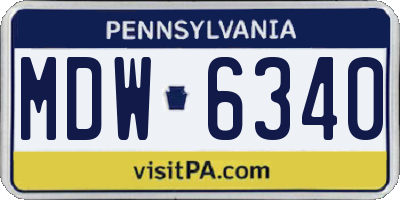 PA license plate MDW6340