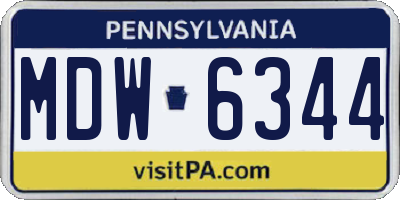 PA license plate MDW6344