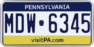 PA license plate MDW6345