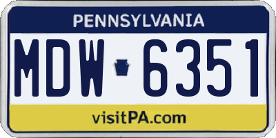 PA license plate MDW6351