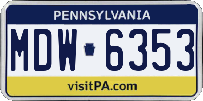 PA license plate MDW6353