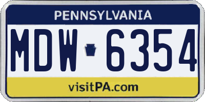 PA license plate MDW6354