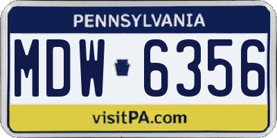 PA license plate MDW6356