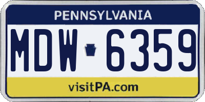 PA license plate MDW6359