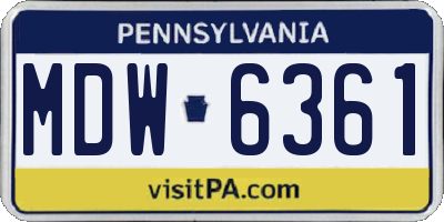 PA license plate MDW6361