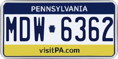 PA license plate MDW6362