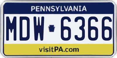 PA license plate MDW6366
