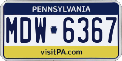 PA license plate MDW6367
