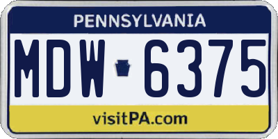 PA license plate MDW6375