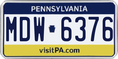 PA license plate MDW6376