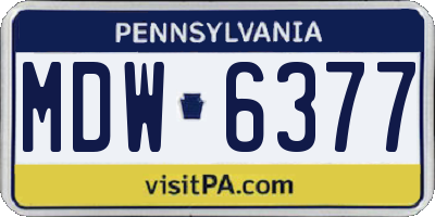 PA license plate MDW6377