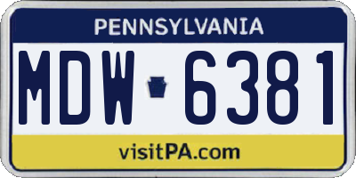 PA license plate MDW6381