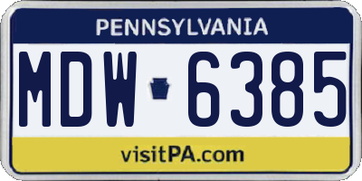 PA license plate MDW6385