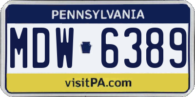 PA license plate MDW6389