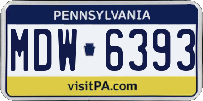 PA license plate MDW6393
