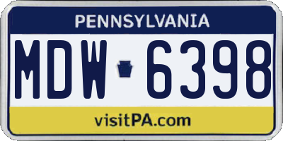 PA license plate MDW6398