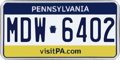 PA license plate MDW6402