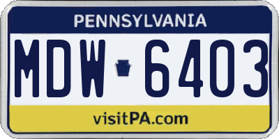 PA license plate MDW6403