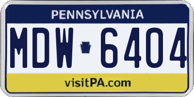 PA license plate MDW6404