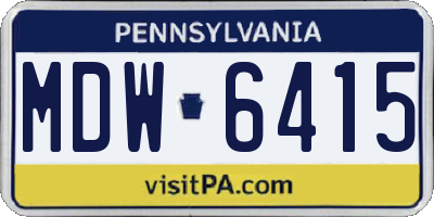 PA license plate MDW6415