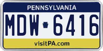 PA license plate MDW6416