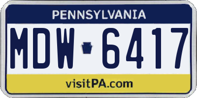 PA license plate MDW6417