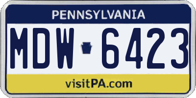 PA license plate MDW6423