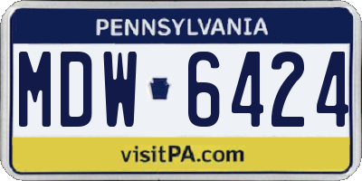 PA license plate MDW6424
