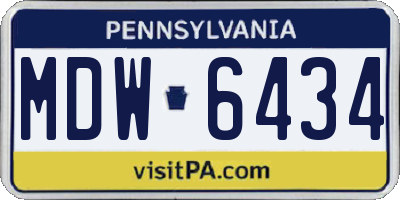 PA license plate MDW6434