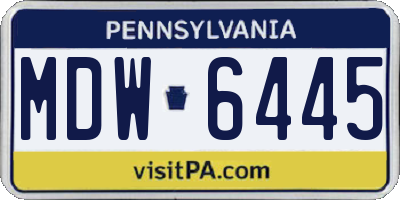 PA license plate MDW6445