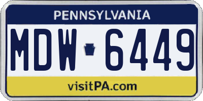 PA license plate MDW6449